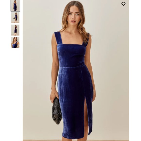 Reformation Dresses & Skirts - REFORMATION NWOT Blue Velvet NAVY Dress 12